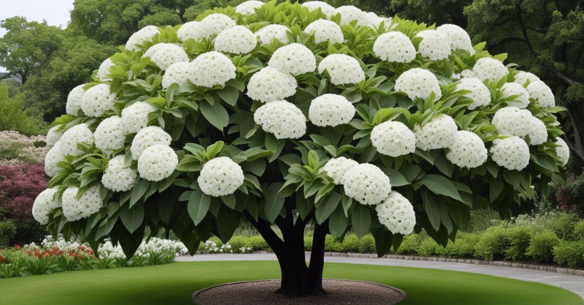 Large leaf tree with white flowers