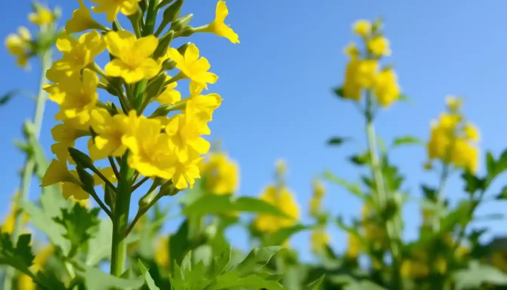 Close-up view of a canola plant