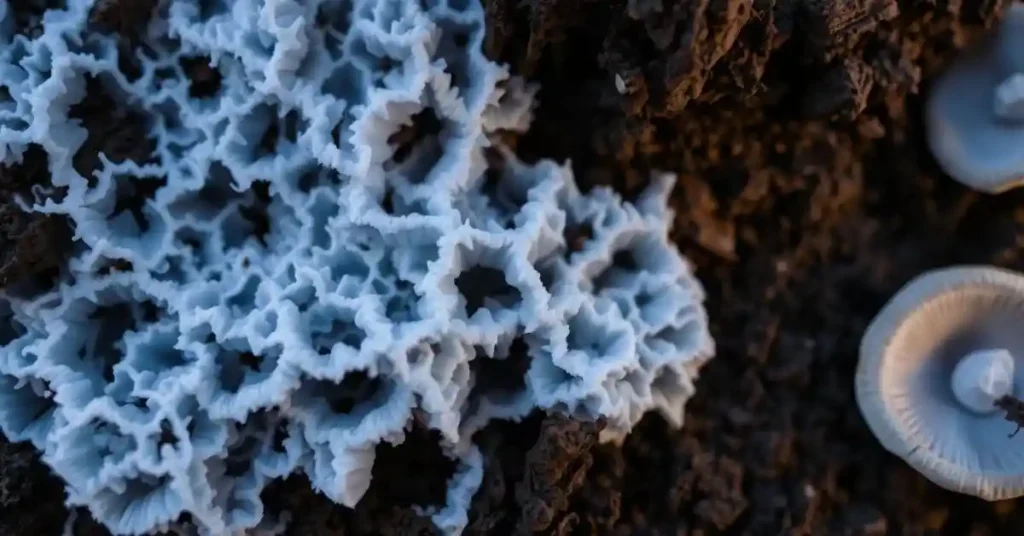 Blue Oyster Mushroom Growth Stages Network of blue oyster mushrooms