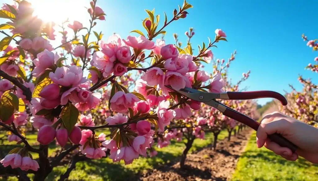 Spring pruning for peach trees
