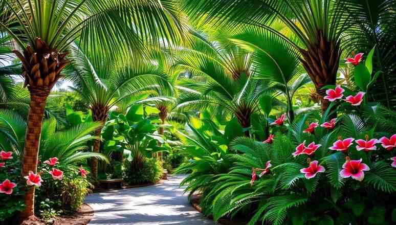 Lush tropical garden