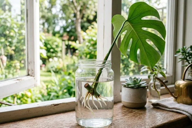 Propagating swiss cheese plant Propagating swiss cheese plant in water