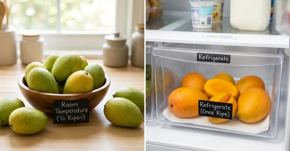 Storing mango fruit in refrigerator