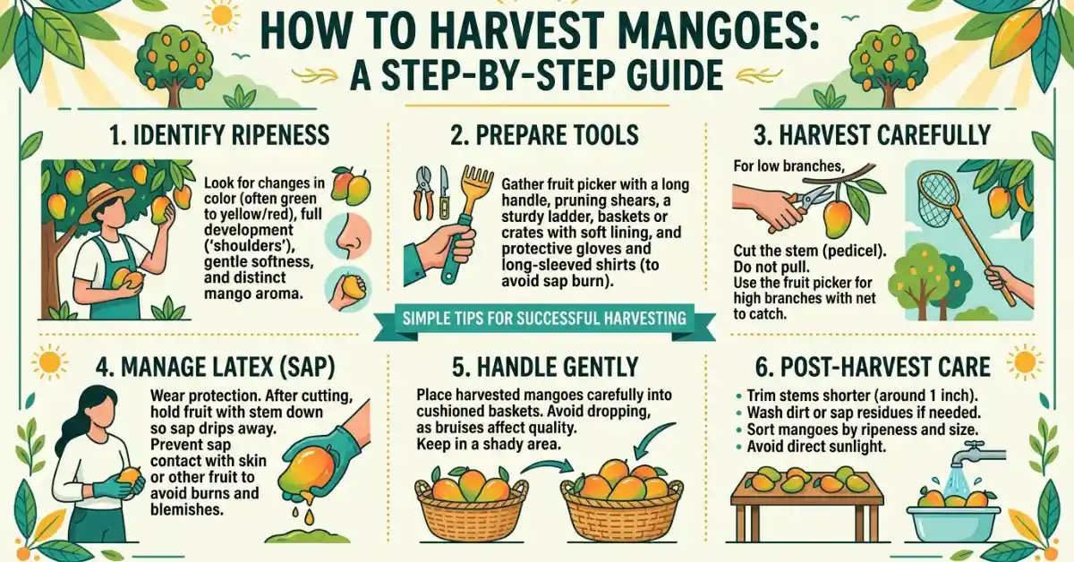 How to harvest mango infographic